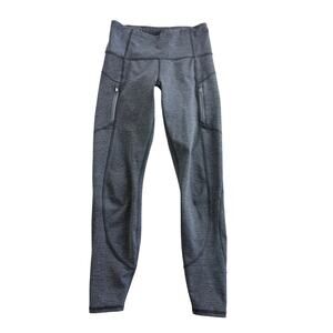 Athleta Rainier Tight Leggings XS Heathered Gray Zip Pocket Athletic Yoga